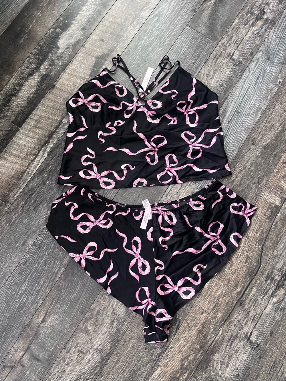 Victoria's Secret Satin Open-Back Cami & Shorts Set